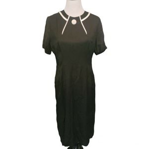 Vintage 50s 60s Fashioned by Lampl Black Witchy Goth Gothic Black Sheath Dress